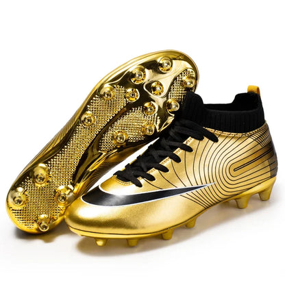 Golden Boots Chirstiano Ronaldo Style Soccer Cleats Kids Youth Indoor/FG