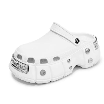 Goth Punk Metal Studded Clogs - Chunky Thick Sole Unisex Sandals Crock