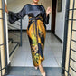 African Printed Traditional Two Piece Dress Set/Long Skirt & O-neck Loose Flare Sleeve Blouse