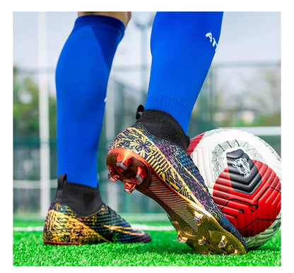 CR High Top Golden Soccer Cleats/Gold Plated Soles - The GoatFind