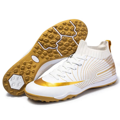 Golden Boots Chirstiano Ronaldo Style Soccer Cleats Kids Youth Indoor/FG - The GoatFind