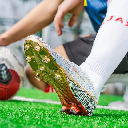 CR High Top Golden Soccer Cleats/Gold Plated Soles - The GoatFind