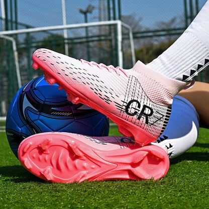 Ronaldo Style CR7 High top Best Soccer Cleats Shoes Youth/Kids Indoor/Outdoor - The GoatFind
