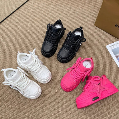 Flying Star Women's Pink Sneakers Shoes/Thick Sole Designer Platform - The GoatFind