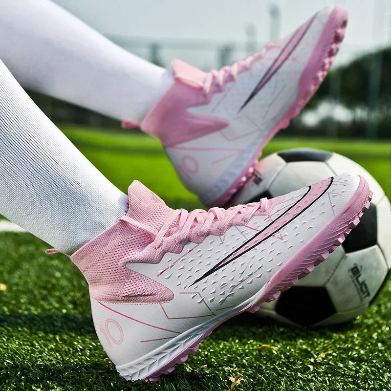 KickMaster Messi 10 High Ankle Soccer Cleats - FG AG Turf Indoor Outdoor - The GoatFind AG- Pink / 4, AG- Pink / 4.5, AG- Pink / 5, AG- Pink / 5.5, AG- Pink / 6, AG- Pink / 6.5, AG- Pink / 7, AG- Pink / 7.5, AG- Pink / 8, AG- Pink / 9