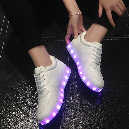 Luminous Light Up LED Sneakers/Glowing Tron Unisex Rechargeable Couple's Shoes - The GoatFind