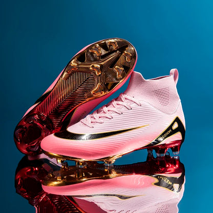 New Youth Soccer Cleats/Gold Mirror Bottom/CR7 Ronaldo Shoes TF/FG - The GoatFind