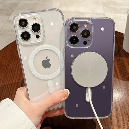 iPhone Cases/Magesafe Magnetic Transparent Wireless Charge Case For iPhone 11/12/13/14/15/16 Pro Max Plus Mini X 7 8 - The GoatFind