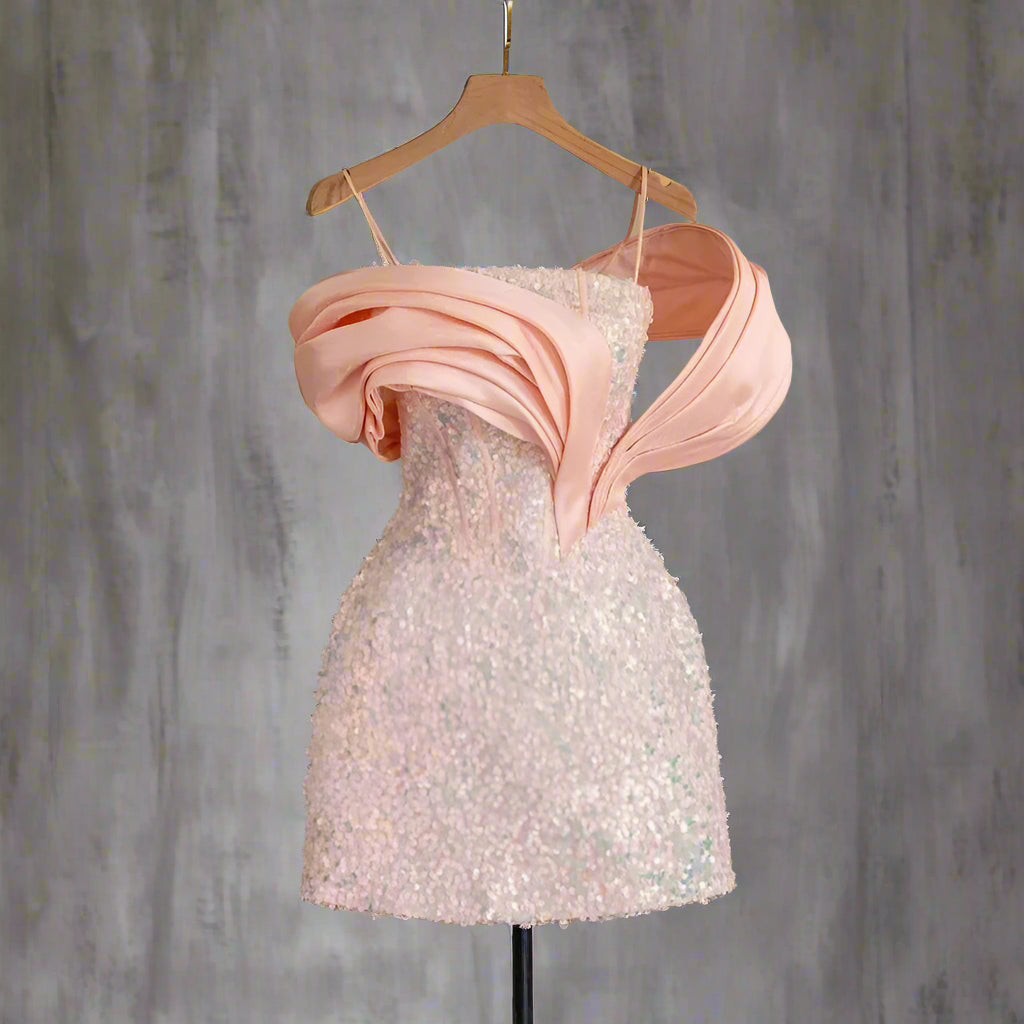 Women's Hot pink Dress/Short Sequin Dress/Mini pink Cocktail Dress, pink / 14 Women's Hot pink Dress/Short Sequin Dress/Mini pink Cocktail Dress, pink / 14