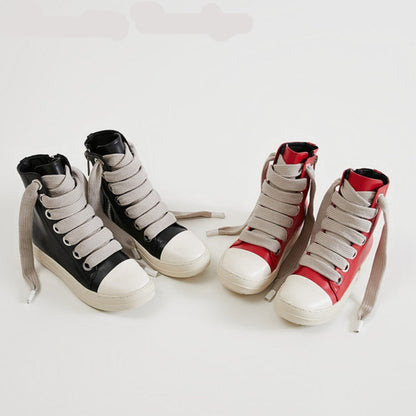 Vintage Owens Thick Shoelace High Top Leather Chunky Sneaker Shoes - The GoatFind