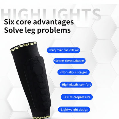 Kids Soccer Shin Guard Sleeves | Non-Slip Honeycomb Calf Protectors