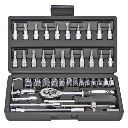 46pcs Car Repair Tool Kit Socket Set (Ratchet/Spanner/Wrench/Screwdriver) - The GoatFind