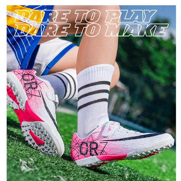 New Ronaldo Kids Soccer Cleats/Shoes/Boots Boy Girl futbol CR7 Youth