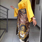 African Printed Traditional Two Piece Dress Set/Long Skirt & O-neck Loose Flare Sleeve Blouse