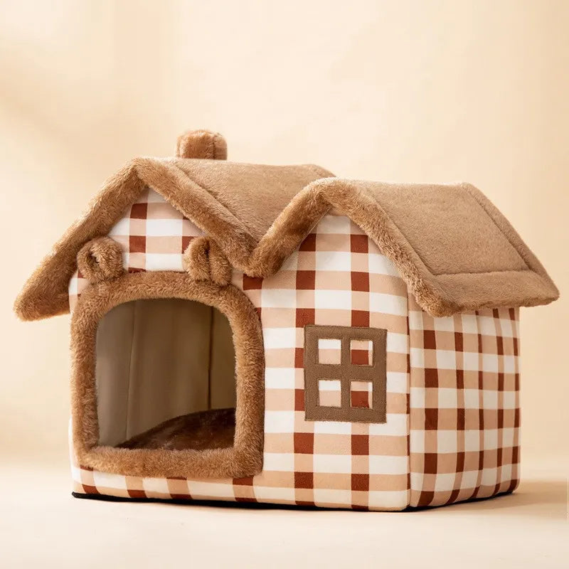 Warm Foldable Cat House Bed/Small Dogs House - The GoatFind Brown Bear / S 39x32x34cm, Brown Bear / M 44x36x39cm, Brown Bear / L 49x39x46cm, Grey Totoro / S 39x32x34cm, Grey Totoro / M 44x36x39cm, Grey Totoro / L 49x39x46cm