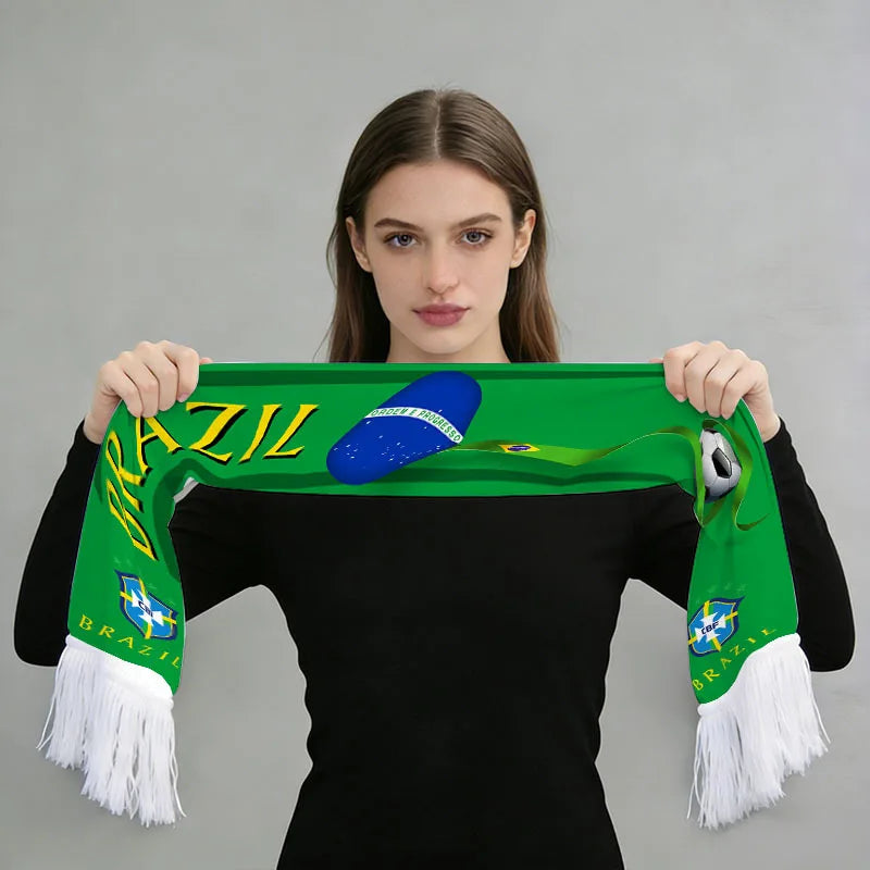 2026 Soccer World Printed Fan Scarf Flannel Tassel Football Cheering Cup
