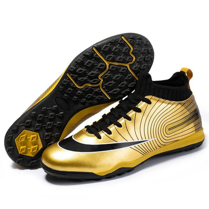 Golden Boots Chirstiano Ronaldo Style Soccer Cleats Kids Youth Indoor/FG - The GoatFind