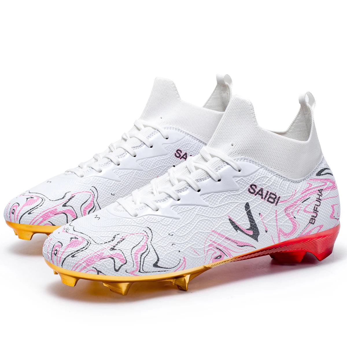 Premium Gold Metal Plated Bottom Soccer Cleats Ronaldo Messi Shoes Style