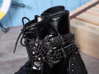 Punk Style Leather Cowboy Shoes/High Ankle Boots wt Metal Pointed Toe Buckle Men - The GoatFind