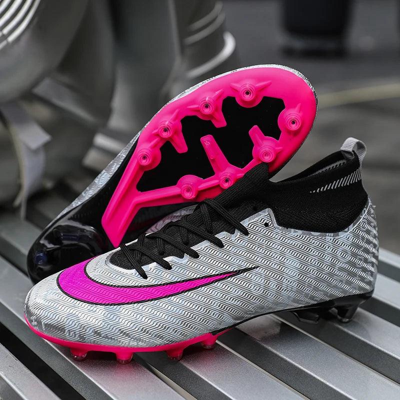 KickMaster Elite Ultralight Ankle Soccer Shoes Ronaldo Cleats - The GoatFind Black Pink-AG / 4, Black Pink-AG / 4.5, Black Pink-AG / 5, Black Pink-AG / 5.5, Black Pink-AG / 6, Black Pink-AG / 6.5, Black Pink-AG / 7, Black Pink-AG / 7.5, Black Pink-AG / 8, Black Pink-AG / 8.5