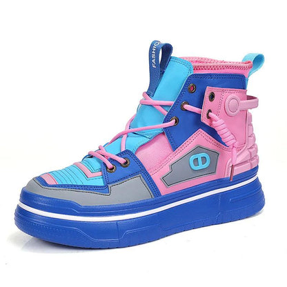 Giovanni Renzo Mens High Top Designer Sneakers/Thick Platform Sole Shoes - The GoatFind Pink Blue / 7, Pink Blue / 7.5, Pink Blue / 8, Pink Blue / 8.5, Pink Blue / 9, Pink Blue / 9.5, Pink Blue / 10.5, Purple / 7, Purple / 7.5, Purple / 8