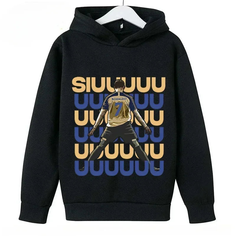 Kid's Ronaldo Hoodie Sweatshirts CR 7 Printed SIU Assorted Black Boys/Girls