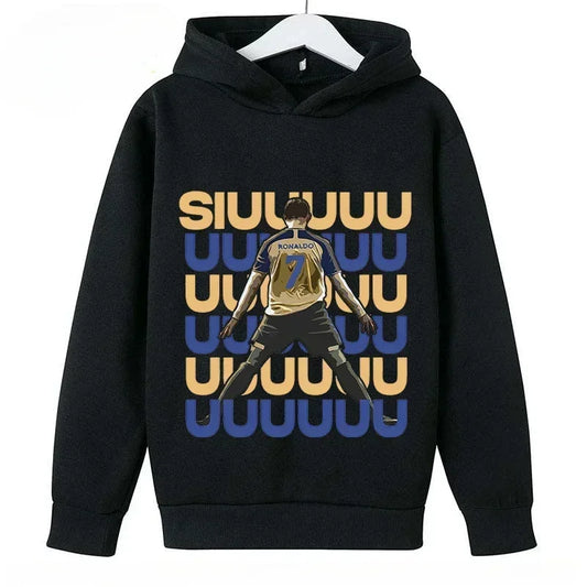 Kid's Ronaldo Hoodie Sweatshirts CR 7 Printed SIU Assorted Black Boys/Girls