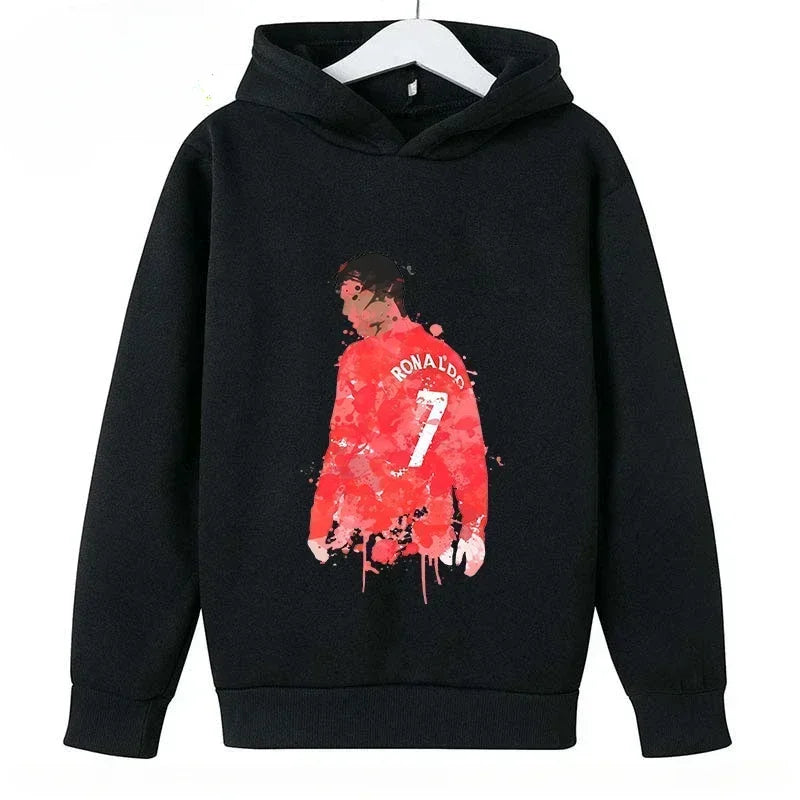 Kid's Ronaldo Hoodie Sweatshirts CR 7 Printed SIU Assorted Black Boys/Girls