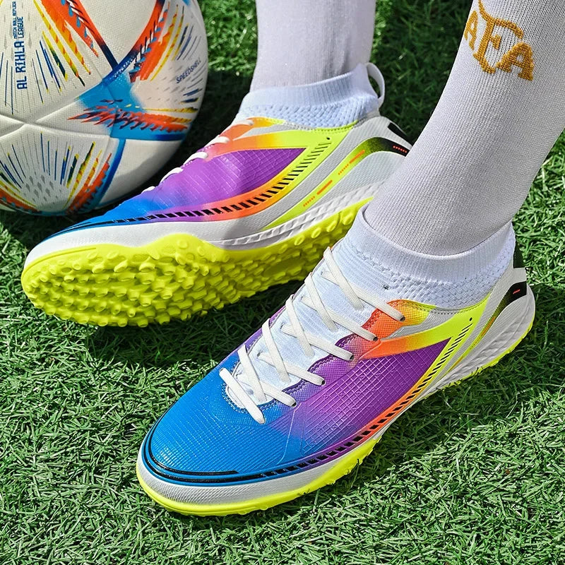 Rainbow Dual Color Messi Soccer Cleats/Outdoor Indoor Turf AG FG Shoes - The GoatFind