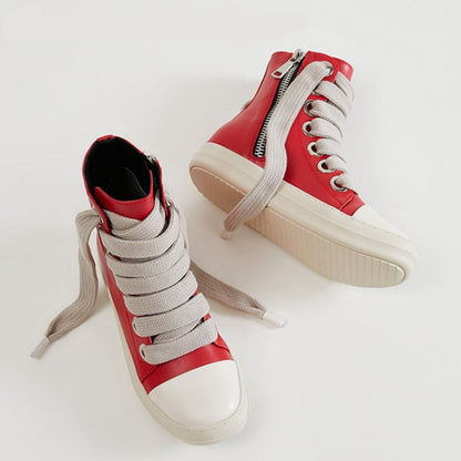 Vintage Owens Thick Shoelace High Top Leather Chunky Sneaker Shoes - The GoatFind