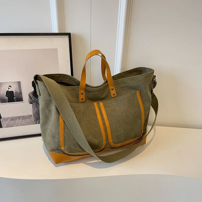 Multi Pockets Canvas Large Tote Bags/Shopper Shoulder Bag For Women - The GoatFind