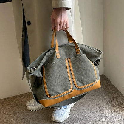 Multi Pockets Canvas Large Tote Bags/Shopper Shoulder Bag For Women - The GoatFind