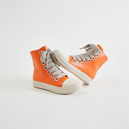 Vintage Owens Thick Shoelace High Top Leather Chunky Sneaker Shoes - The GoatFind