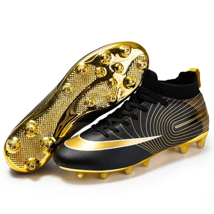 Golden Boots Chirstiano Ronaldo Style Soccer Cleats Kids Youth Indoor/FG - The GoatFind