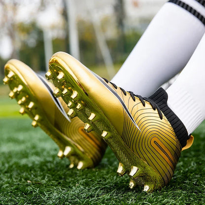 Golden Boots Chirstiano Ronaldo Style Soccer Cleats Kids Youth Indoor/FG - The GoatFind