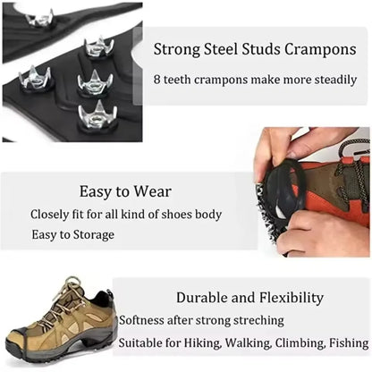 8 Teeth Ice Gripper Spike for Shoes/Anti-Slip/Hiking/Climbing Snow - The GoatFind