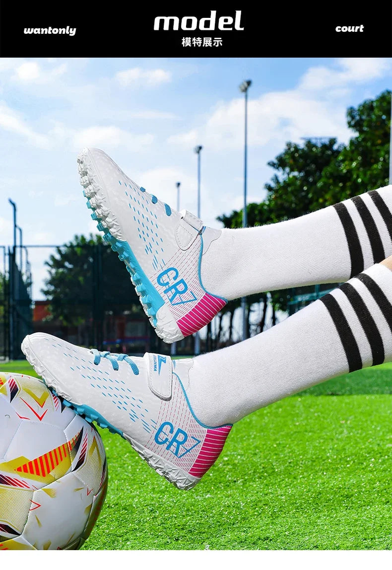 New CR7 Style Children Soccer Shoes | Cleats Ronaldo Style FG TURF Kids