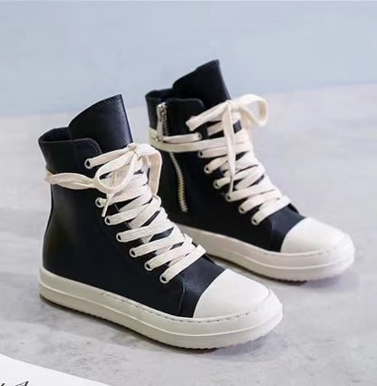Vintage Owens Thick Shoelace High Top Leather Chunky Sneaker Shoes - The GoatFind