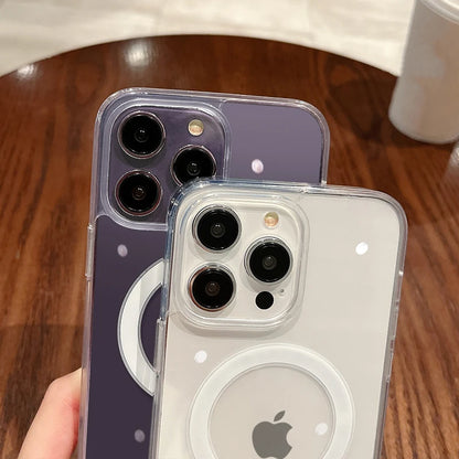 iPhone Cases/Magesafe Magnetic Transparent Wireless Charge Case For iPhone 11/12/13/14/15/16 Pro Max Plus Mini X 7 8 - The GoatFind