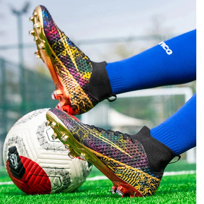CR High Top Golden Soccer Cleats/Gold Plated Soles - The GoatFind