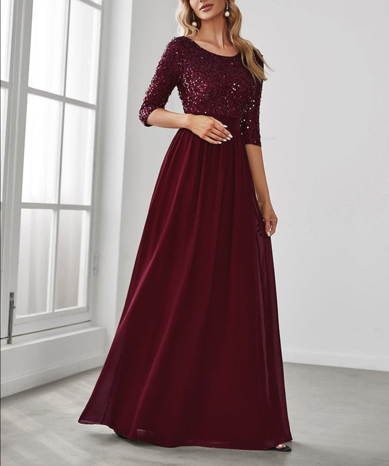 Luxury Evening Floor Length Gown Dress with Sequins - The GoatFind