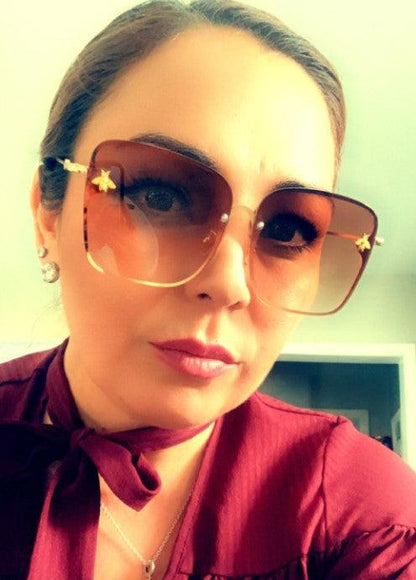 Bee Womens Square Sunglasses/Oversize Rimless Sunglasses Women - The GoatFind