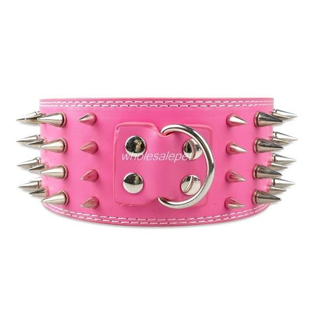 3 inch Leather Spike Studded Dog Collar The GoatFind Rose M 