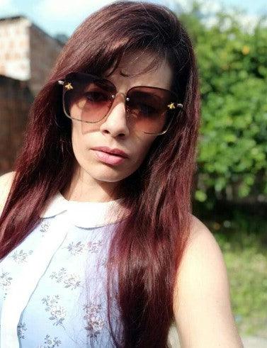 Bee Womens Square Sunglasses/Oversize Rimless Sunglasses Women - The GoatFind