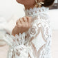 White Embroidery Long Sleeve Lace Blouse Women