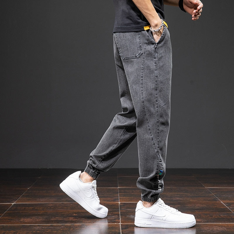 Anbican Black Blue Denim Joggers Mens/Jeans Pants Plus Size - The GoatFind