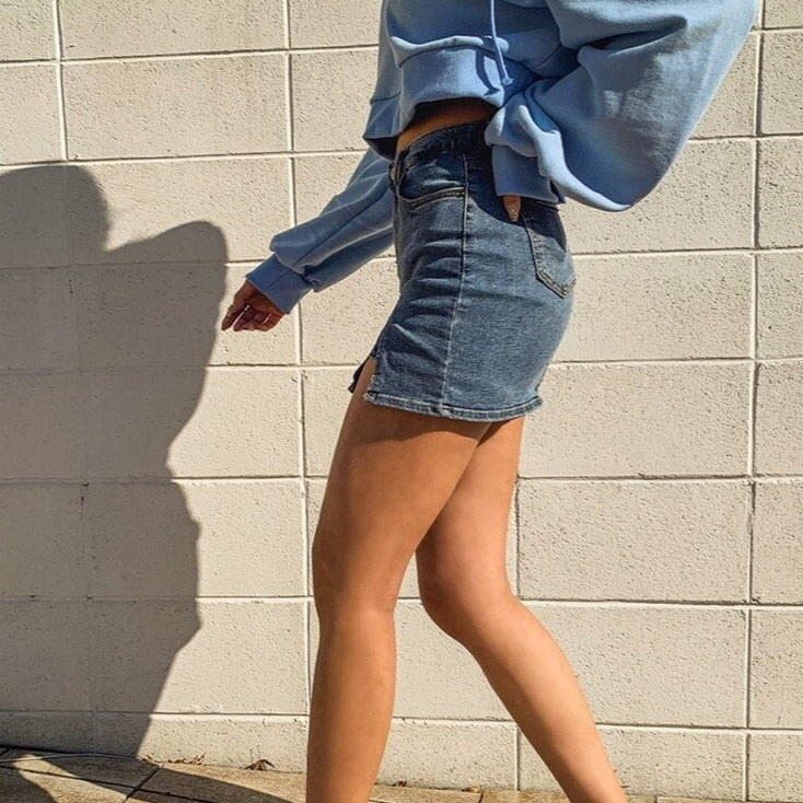 Women's Wild split Denim short skirt pants/Korean high waist Jeans