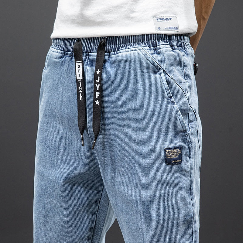 Anbican Black Blue Denim Joggers Mens/Jeans Pants Plus Size - The GoatFind