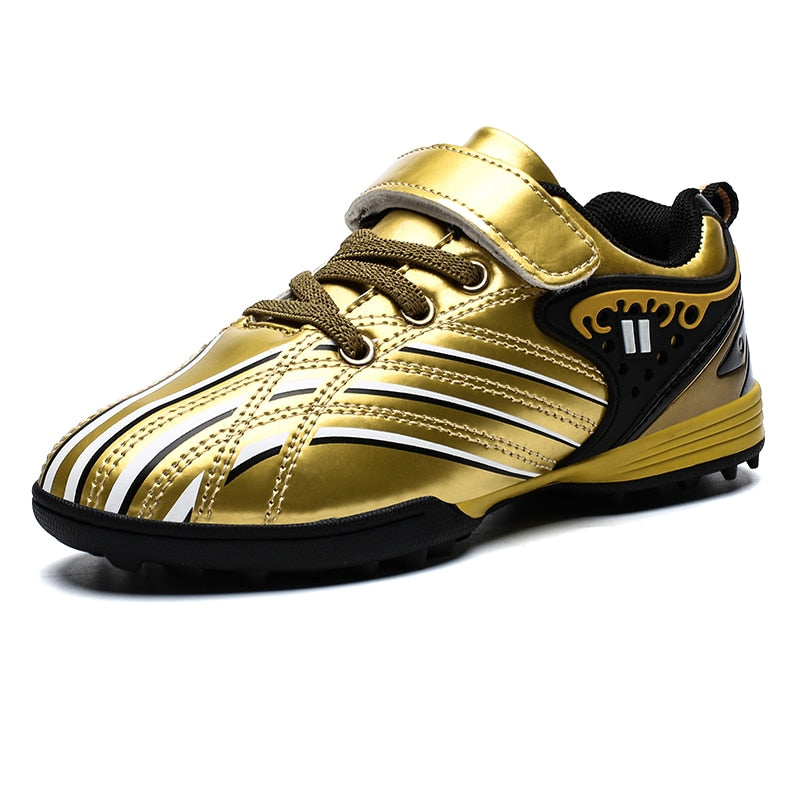 Kids Youth PU Leather Gold Soccer Cleats