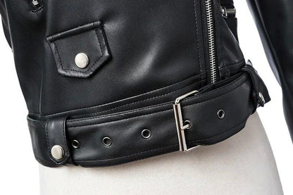 Biker Girl Black Faux Leather Jacket/Women's Vegan Leather Short Jacket - The GoatFind
